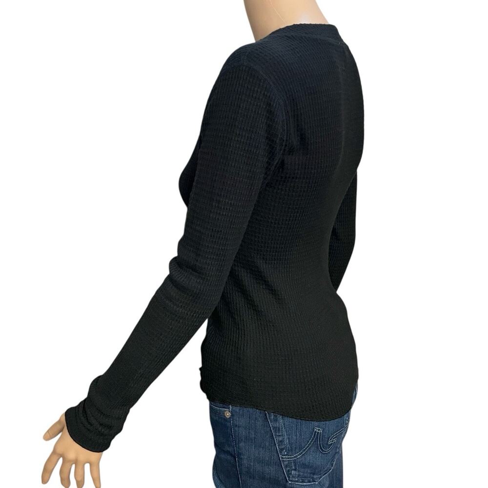 Free People Intimately One Of The Girls Henley Tshirt Medium Black Long Sleeve - Picture 3 of 8